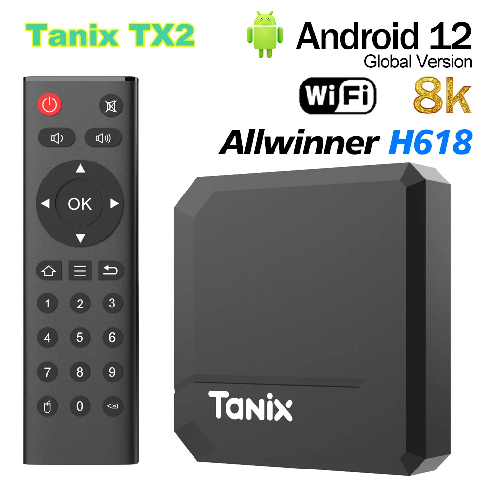  Tanix TV ڽ, ȵ̵ 12.0  H618, 2GB RAM, 16GB ROM, USB AV1, 2.4G , 8K HDR ̵ ÷̾, Ʈ  ڽ, TX2